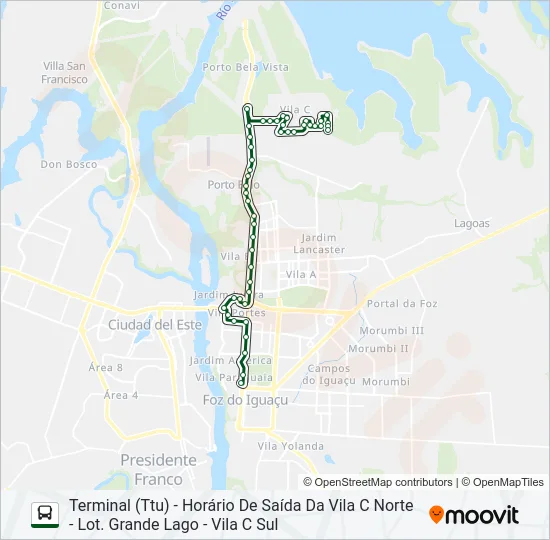 0101-0102 VILA C NORTE - VILA C SUL Bus Line Map