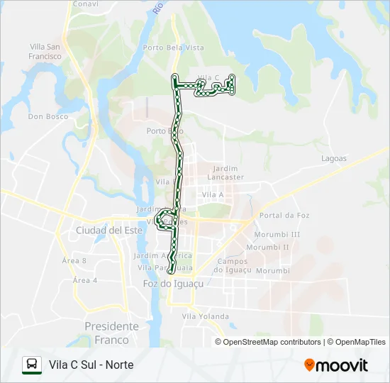 0101-0102 VILA C NORTE - VILA C SUL Bus Line Map