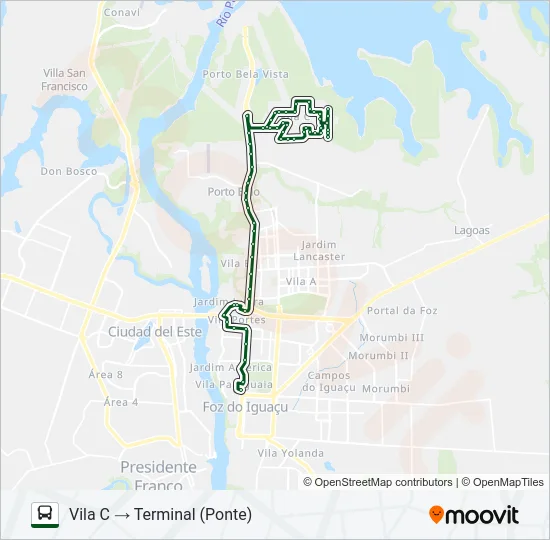 0101-0102 VILA C NORTE - VILA C SUL Bus Line Map