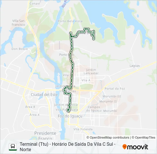 0101-0102 VILA C NORTE - VILA C SUL Bus Line Map