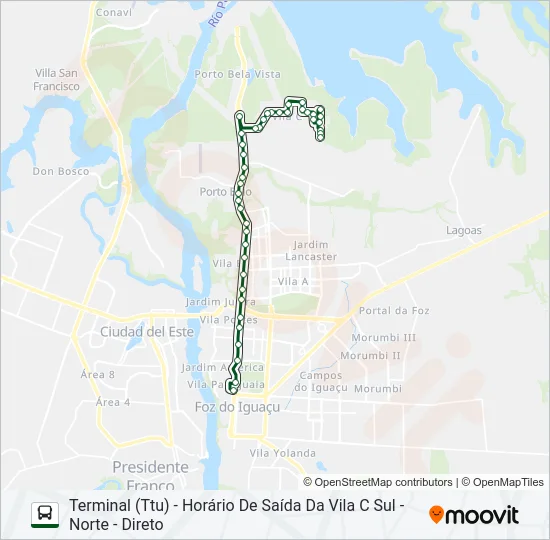 0101-0102 VILA C NORTE - VILA C SUL Bus Line Map