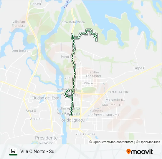 0101-0102 VILA C NORTE - VILA C SUL Bus Line Map
