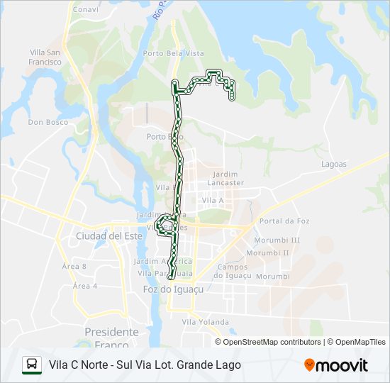 0101-0102 VILA C NORTE - VILA C SUL bus Line Map