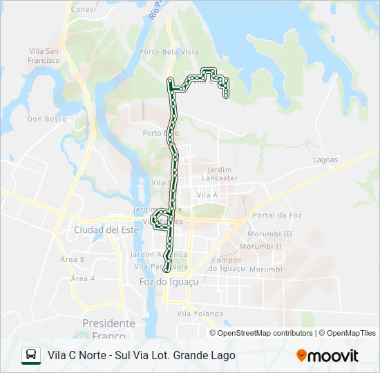 0101-0102 VILA C NORTE - VILA C SUL Bus Line Map