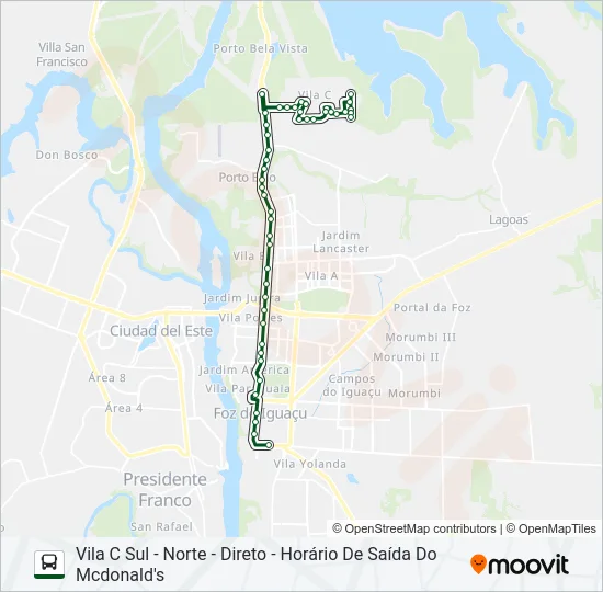 0101-0102 VILA C NORTE - VILA C SUL Bus Line Map