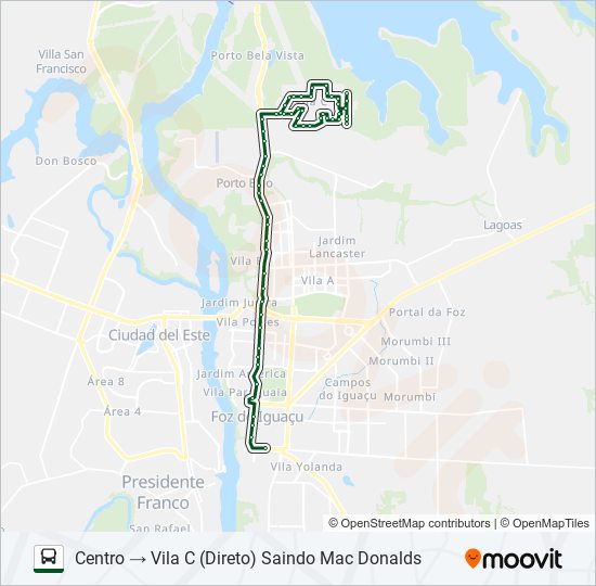 Mapa da linha 0101-0102 VILA C NORTE - VILA C SUL de ônibus