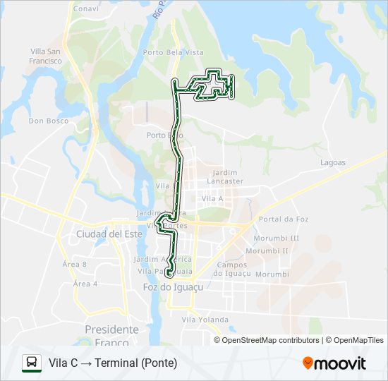 Mapa da linha 0101-0102 VILA C NORTE - VILA C SUL de ônibus