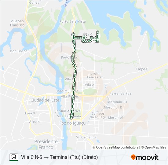 Mapa da linha 0101-0102 VILA C NORTE - VILA C SUL de ônibus