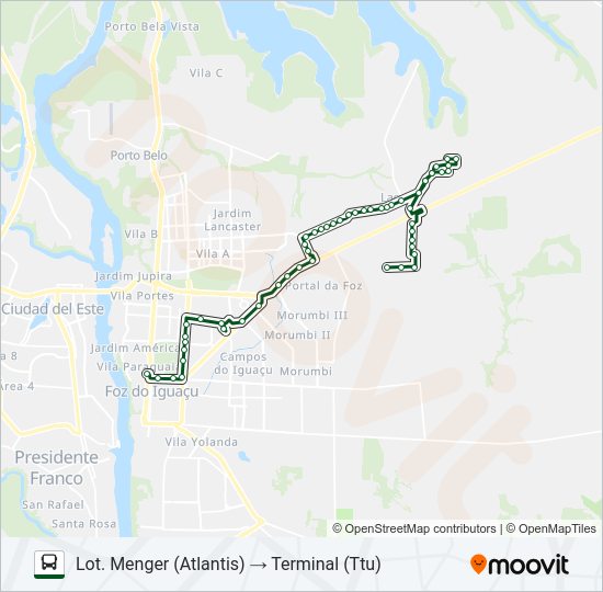 Mapa da linha 0255 LOT. MENGER de ônibus
