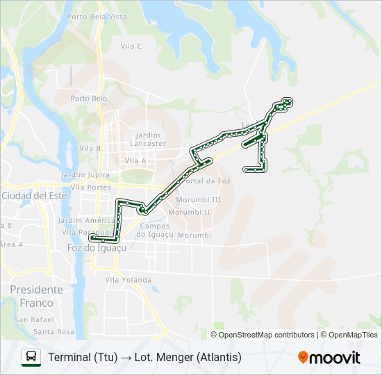 Mapa da linha 0255 LOT. MENGER de ônibus