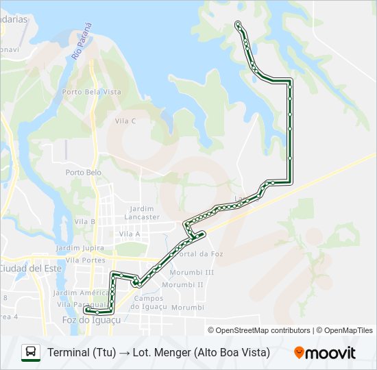 Mapa da linha 0255 LOT. MENGER de ônibus