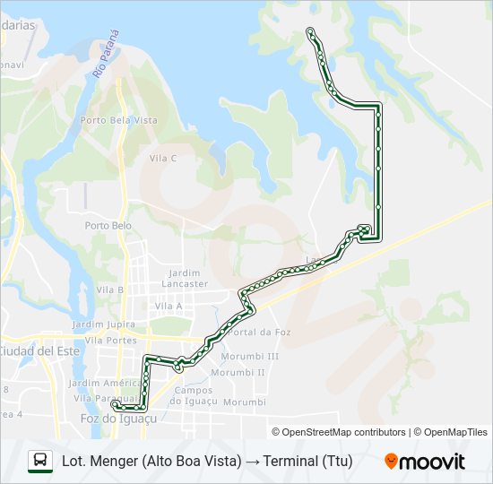 Mapa da linha 0255 LOT. MENGER de ônibus
