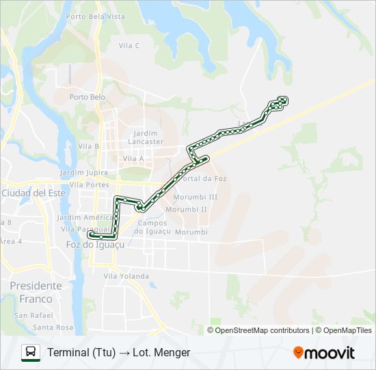 Mapa da linha 0255 LOT. MENGER de ônibus