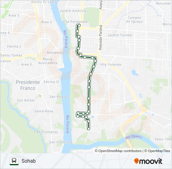Mapa da linha 0117 PROFILURB II de ônibus