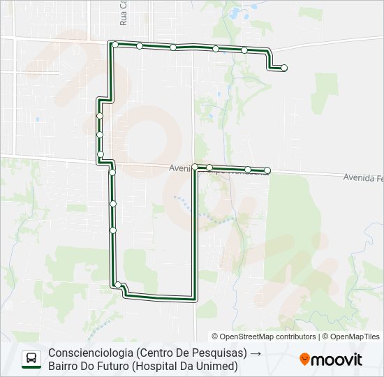 Mapa da linha A325 JARDIM GUARAPUAVA (ALIMENTADOR) de ônibus