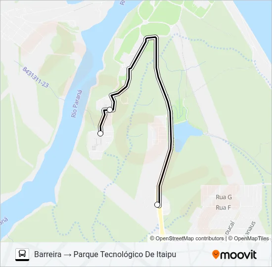 001 PARQUE TECNOLÓGICO DE ITAIPU / BARREIRA Bus Line Map