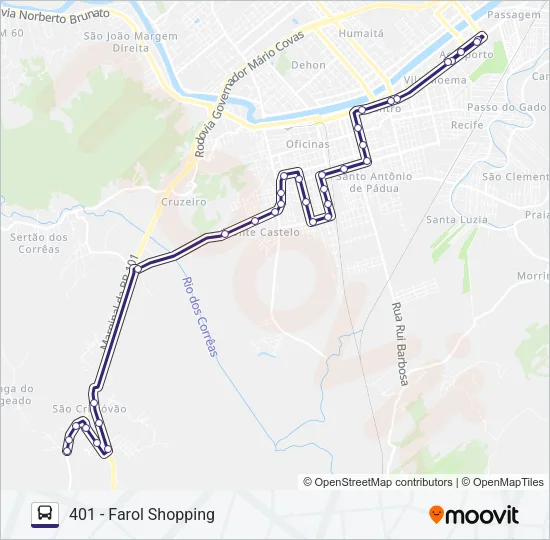 401 SÃO CRISTÓVÃO Bus Line Map