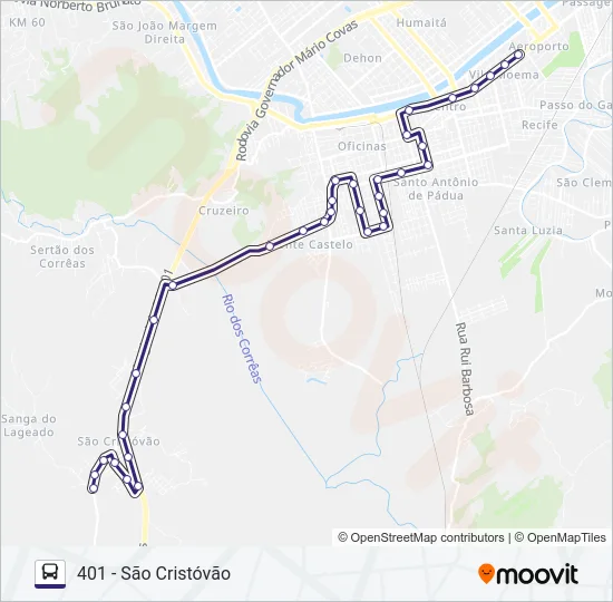 401 SÃO CRISTÓVÃO Bus Line Map