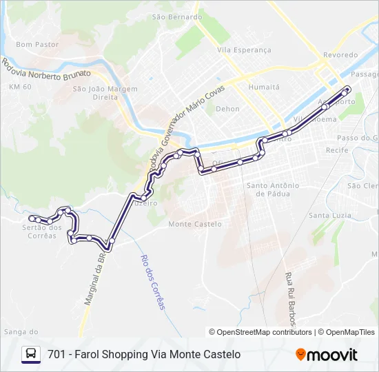 701 SERTÃO DOS CORRÊAS Bus Line Map