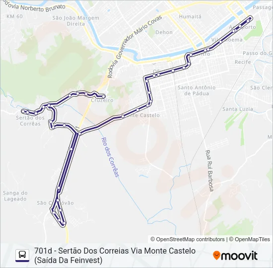 701 SERTÃO DOS CORRÊAS Bus Line Map