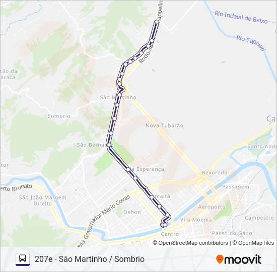 207 SÃO MARTINHO VIA SC-370 Bus Line Map
