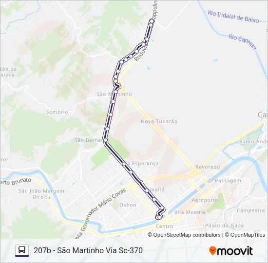 207 SÃO MARTINHO VIA SC-370 Bus Line Map