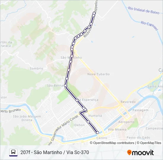 207 SÃO MARTINHO VIA SC-370 Bus Line Map