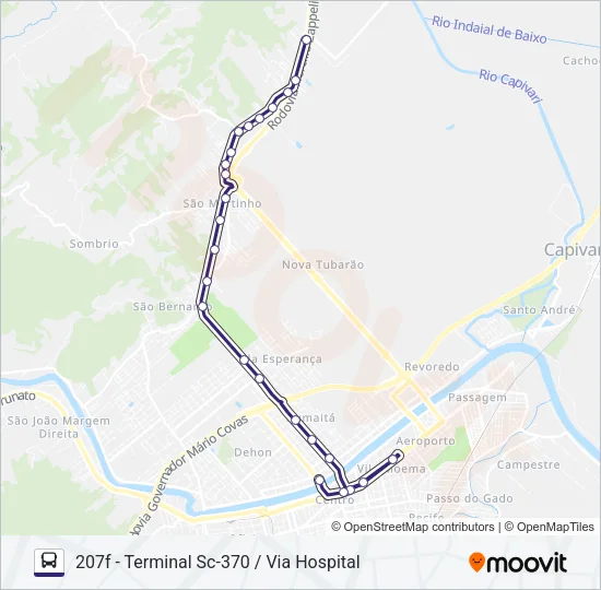 207 SÃO MARTINHO VIA SC-370 Bus Line Map