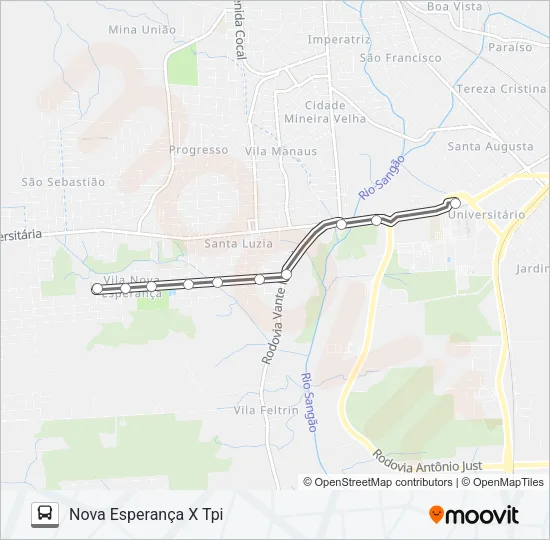 303A LOTEAMENTO CECHINEL / NOVA ESPERANÇA Bus Line Map