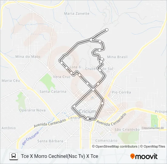 0206 MORRO CECHINEL/CRUZEIRO DO SUL VIA NSC TV Bus Line Map