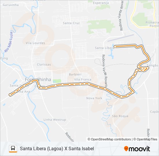 105J. SANTA LÍBERA VIA O.NEGRO/S.CRUZ/S.LÍBERA/CIDADE ALTA bus Line Map