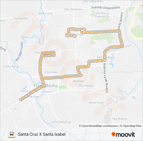 101D. SANTA CRUZ VIA VILA FRANCA /FELTRIN / JARDIM ELDORADO Bus Line Map