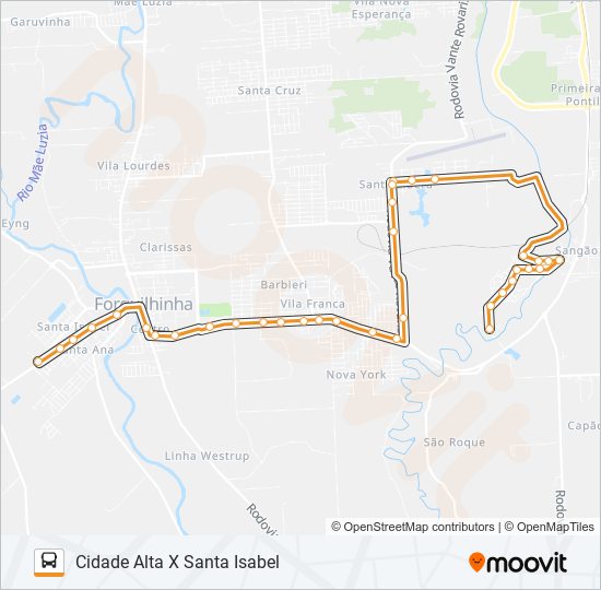 Mapa de 102D. CIDADE ALTA VIA ESCOLAS L. TRAMONTIN / NATALIO VASSOLER / OURO NEGRO de autobús