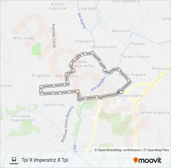 0318 SANTA LUZIA VIA IMPERATRIZ Bus Line Map