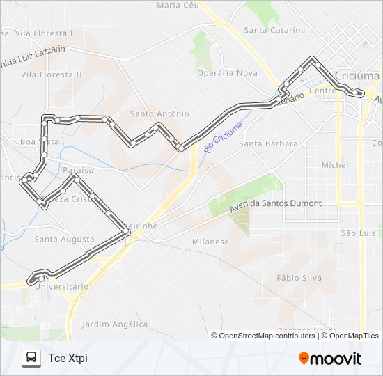 Mapa de 0504 SANTO ANTÔNIO / BOA VISTA VIA PARAÍSO de autobús