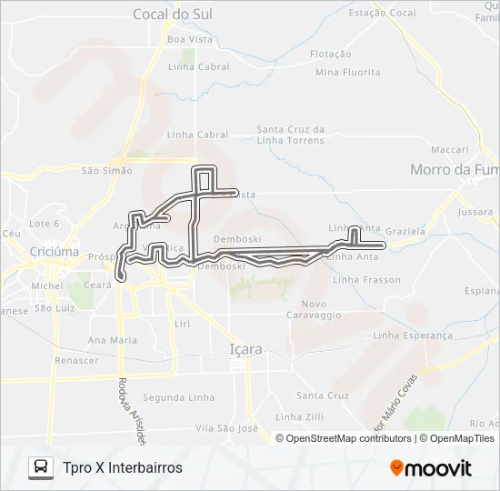 704E INTERBAIRROS PROSPERA 704E Bus Line Map