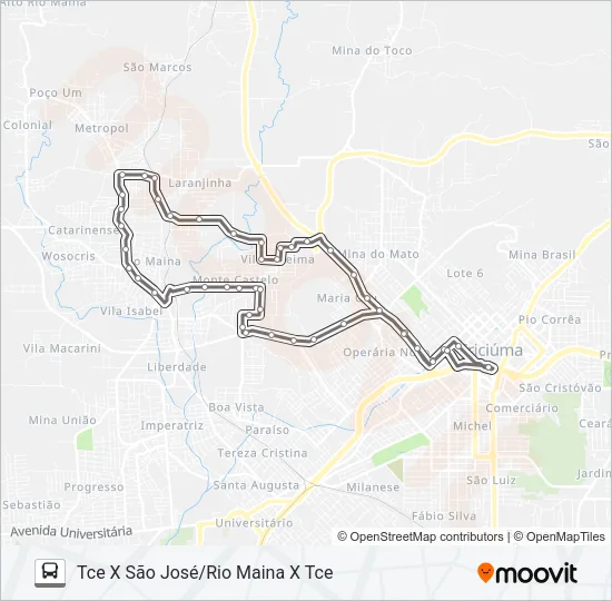 0228 SÃO JOSÉ VIA VILA ZULEIMA / RIO MAINA Bus Line Map