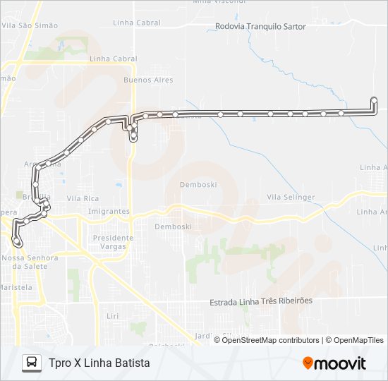 406D LINHA BATISTA VIA TOTAL PLAST bus Line Map