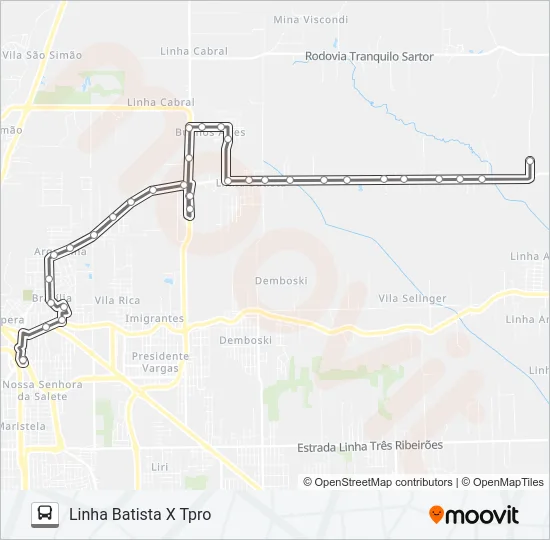 406D LINHA BATISTA VIA TOTAL PLAST Bus Line Map