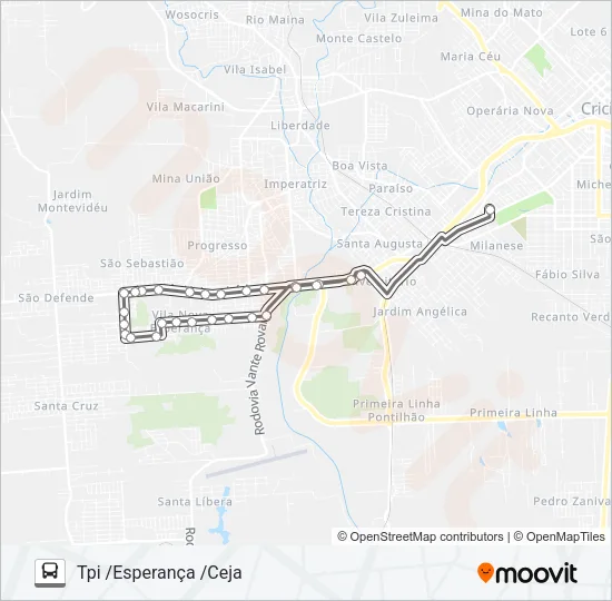 319B TPI /ESPERANÇA /CEJA Bus Line Map
