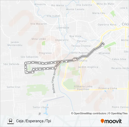 319B TPI /ESPERANÇA /CEJA Bus Line Map
