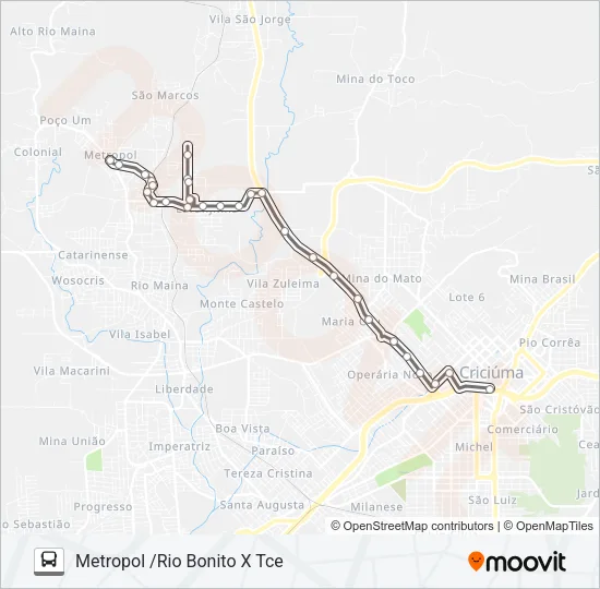 202A TCE /METROPOL /RIO BONITO /LARANJINHA /TCE Bus Line Map
