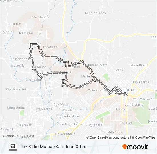 228A SÃO JOSÉ VIA RIO MAINA /VILA ZULEIMA Bus Line Map