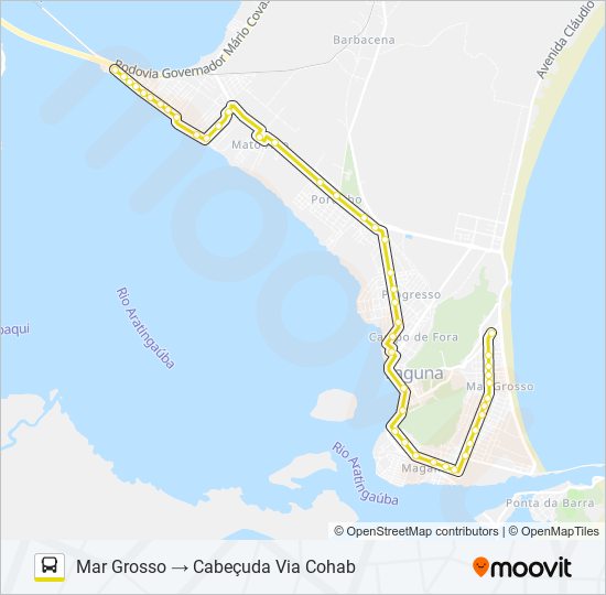 Mapa da linha MAR GROSSO / CABEÇUDA MAR GROSSO / CABEÇUDA de ônibus