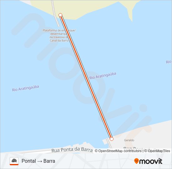 Mapa da linha BOTE de barca