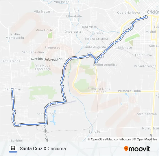 773A SANTA CRUZ / SANTA LIBERA/ CRICIÚMA Bus Line Map