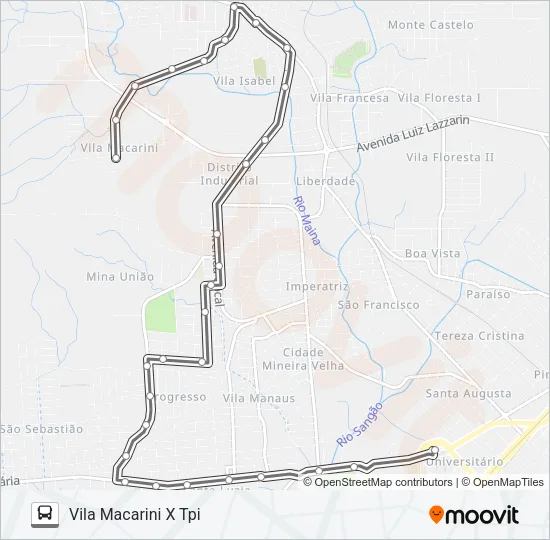 306A VILA MACARINI VIA RIO MAINA /JARDIM UNIÃO Bus Line Map