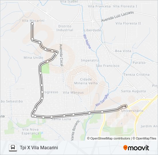 306A VILA MACARINI VIA RIO MAINA /JARDIM UNIÃO bus Line Map