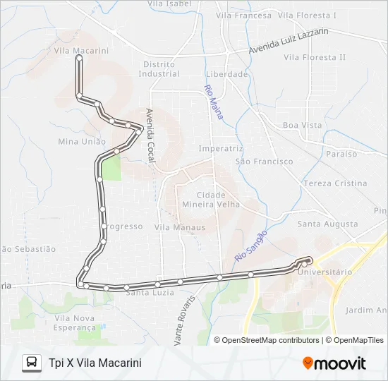 306A VILA MACARINI VIA RIO MAINA /JARDIM UNIÃO Bus Line Map