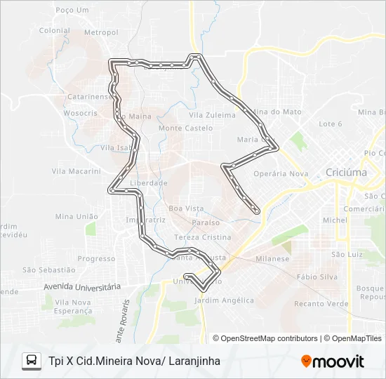 506A CIDADE MINEIRA NOVA /RIO MAINA /LARANJINHA Bus Line Map